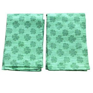 Green Shamrock Tea Towels 2 Cotton Kitchen Bar Chefs Cloths St Patricks Day Gift